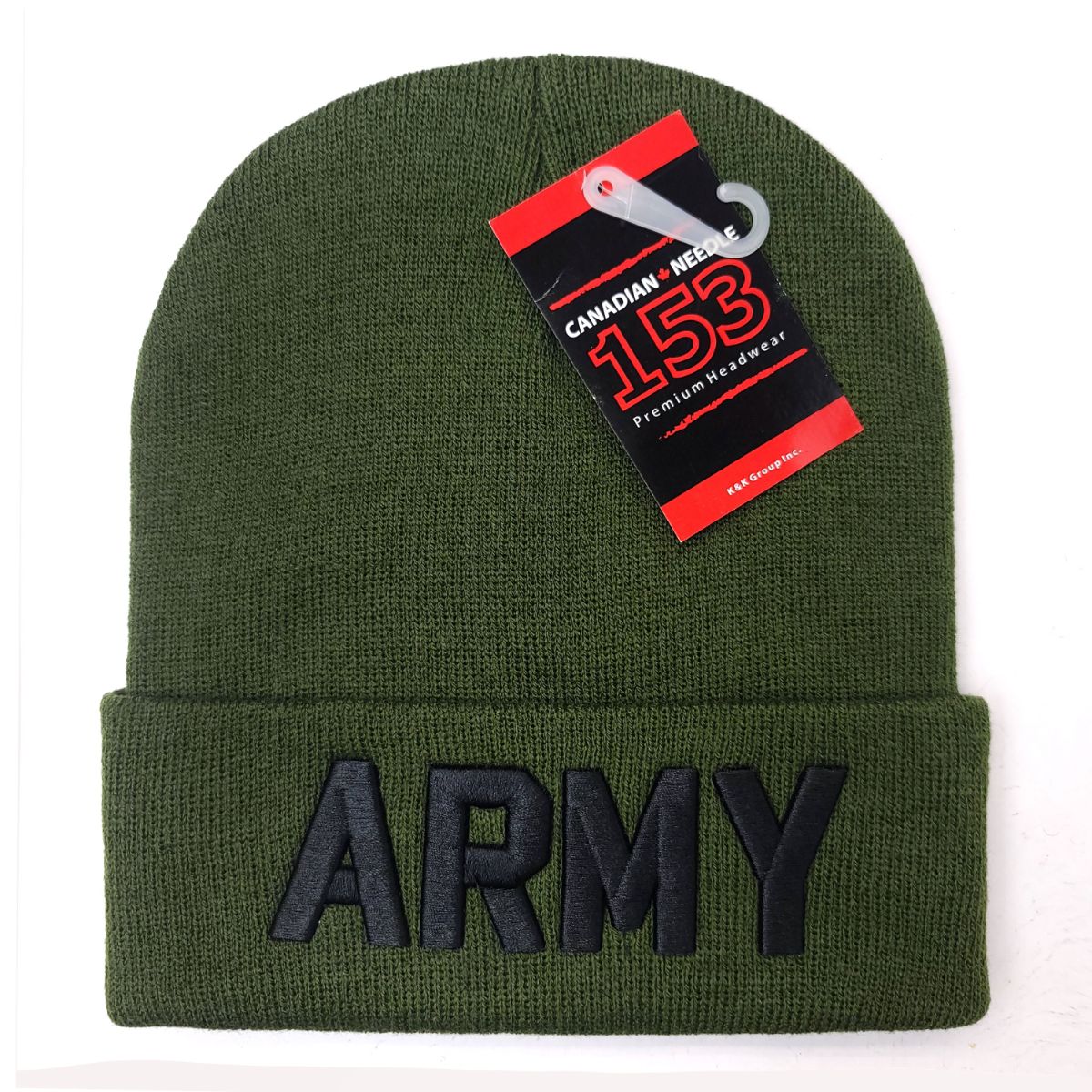 ARMY knit Toque - Cuff, Multi-Coloured Olive with Black Logo OSFA