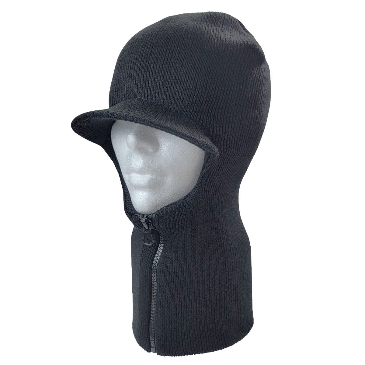 1 Hole Balaclava with Visor & Zipper, XO1VZ, Black