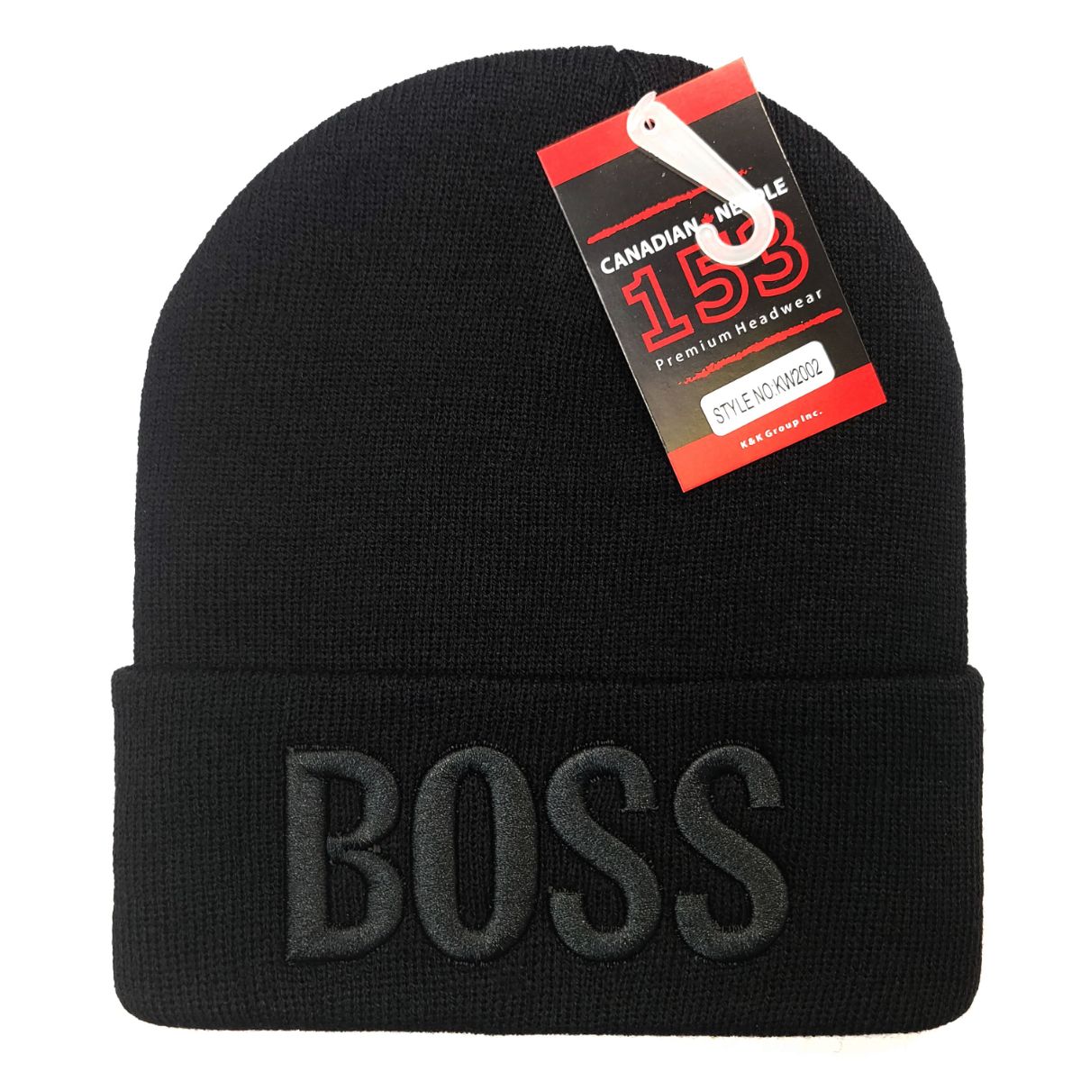 BOSS Knit Toque 3D - Cuff, Multi-Coloured Black with Black Logo OSFA Best Seller BOSS Toque