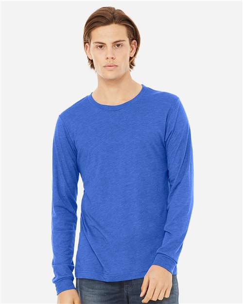 BELLA + CANVAS 3513, Unisex Triblend Long Sleeve Tee, True Royal Triblend
