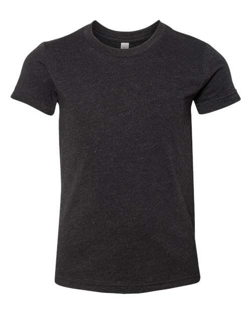 BELLA + CANVAS 3001YCVC, Youth Cvc Jersey Tee, Black Heather
