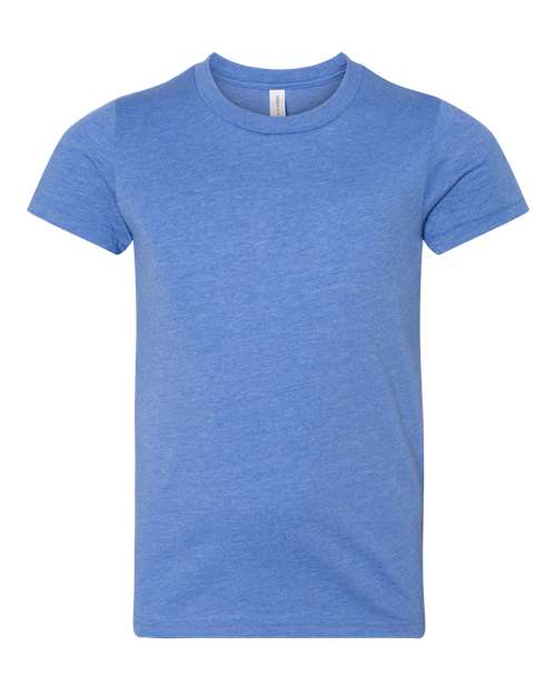 BELLA + CANVAS 3001YCVC, Youth Cvc Jersey Tee, Heather Columbia Blue