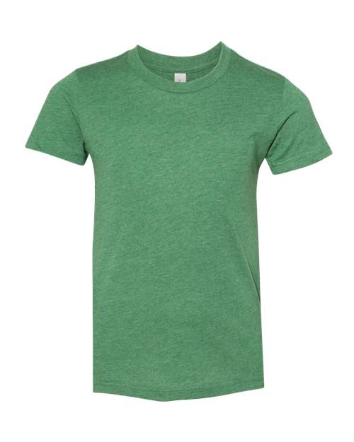 BELLA + CANVAS 3001YCVC, Youth Cvc Jersey Tee, Heather Grass Green