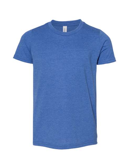 BELLA + CANVAS 3001YCVC, Youth Cvc Jersey Tee, Heather True Royal
