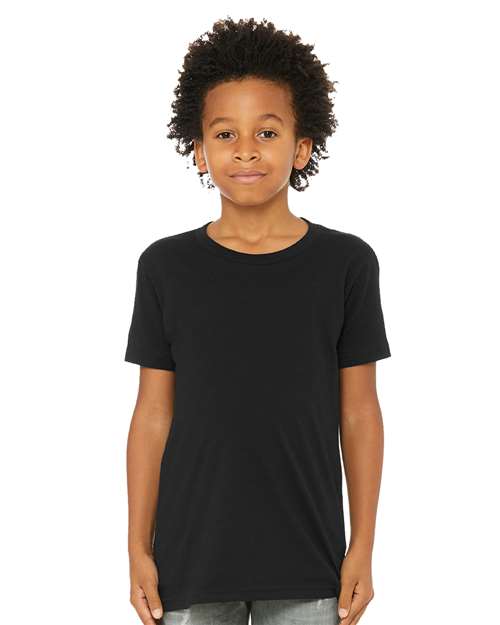 BELLA + CANVAS 3001YCVC, Youth Cvc Jersey Tee, Solid Black Blend