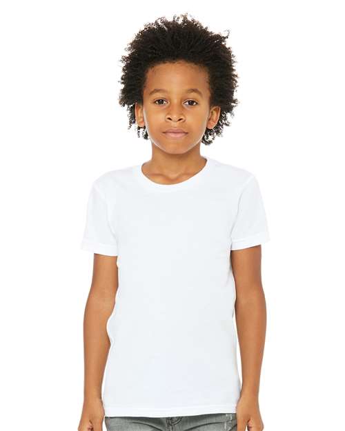 BELLA + CANVAS 3001YCVC, Youth Cvc Jersey Tee, Solid White Blend