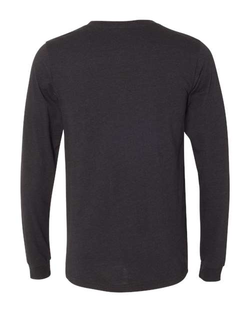 BELLA + CANVAS 3501CVC, Heather Cvc Long Sleeve Tee, Black Heather