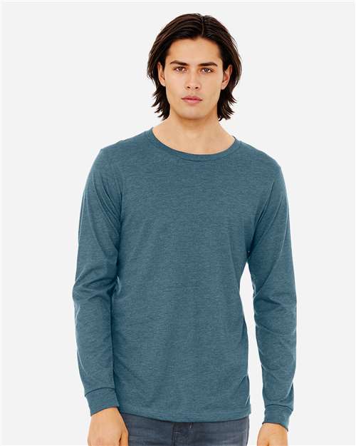 BELLA + CANVAS 3501CVC, Heather Cvc Long Sleeve Tee, Heather Deep Teal