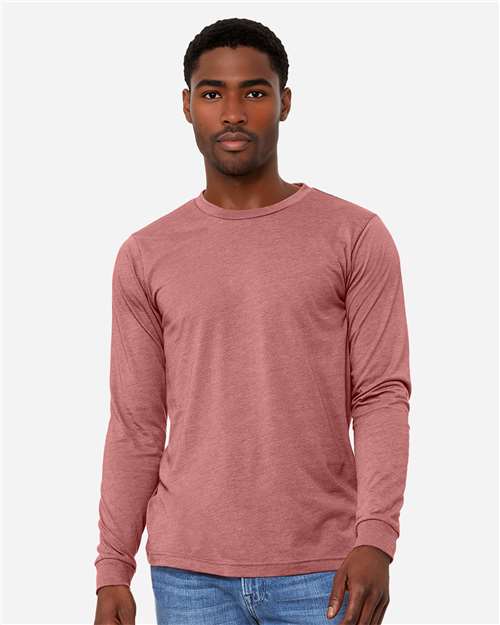 Heather CVC Long Sleeve Tee - Heather Mauve - - 10629