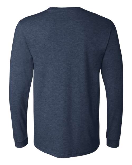 BELLA + CANVAS 3501CVC, Heather Cvc Long Sleeve Tee, Heather Navy