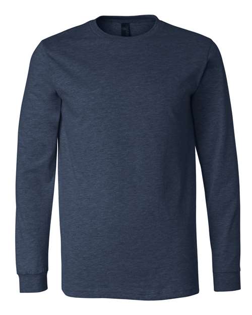 BELLA + CANVAS 3501CVC, Heather Cvc Long Sleeve Tee, Heather Navy