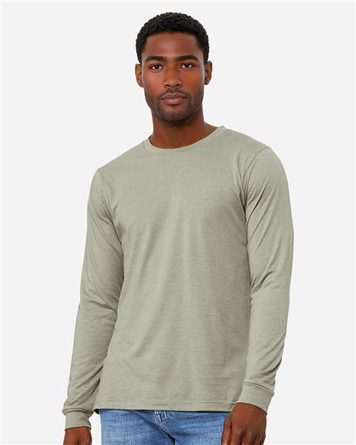 Heather CVC Long Sleeve Tee - Heather Stone - - 10629