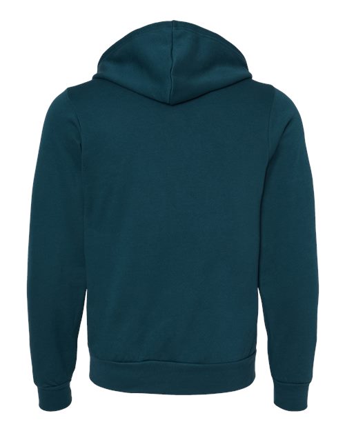BELLA + CANVAS 3739, Unisex Sponge Fleece Full-zip Hoodie Sweatshirt, Atlantic