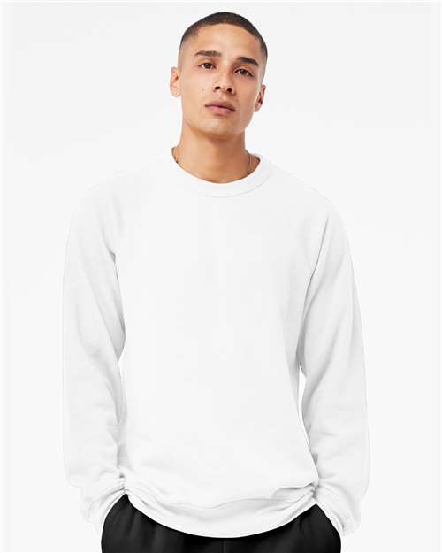BELLA + CANVAS 3901, Unisex Sponge Fleece Raglan Crewneck Sweatshirt, White