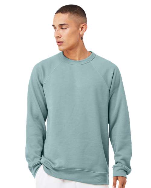 BELLA + CANVAS 3901, Unisex Sponge Fleece Raglan Crewneck Sweatshirt, Heather Blue Lagoon