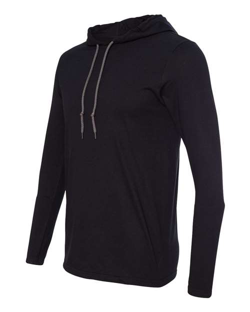 Gildan 987, Unisex Softstyle Lightweight Hooded Long Sleeve T-shirt, Black/ Dark Grey