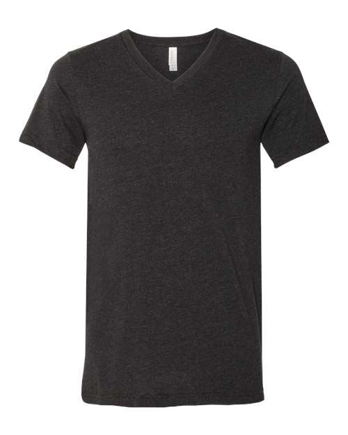 BELLA + CANVAS 3005CVC, Unisex Heather Cvc V-neck Tee, Black Heather