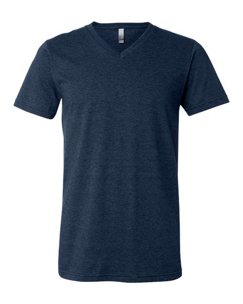 BELLA + CANVAS 3005CVC, Unisex Heather Cvc V-neck Tee, Heather Navy