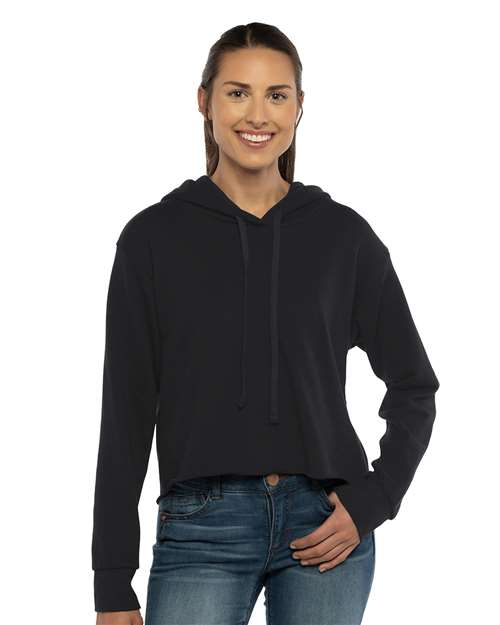 Women's Laguna Sueded Raw Edge Crop Hoodie Sweatshirt - - 10927 - Toronto Screen Printing- Color