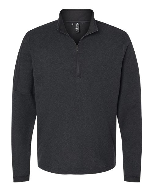 Adidas A554, Men's 3-stripes Quarter-zip Sweater Pullover, Black Melange