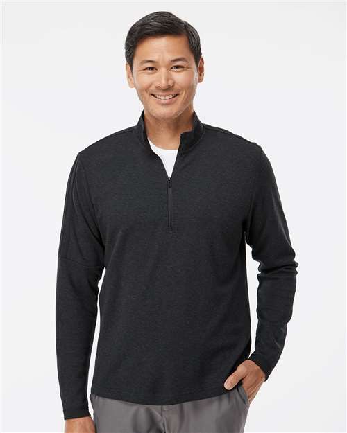 Adidas A554, Men's 3-stripes Quarter-zip Sweater Pullover, Black Melange