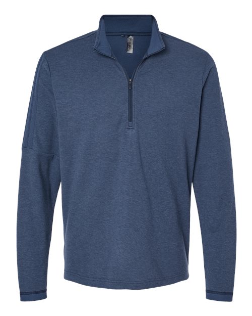 Adidas A554, Men's 3-stripes Quarter-zip Sweater Pullover, Collegiate Navy Melange