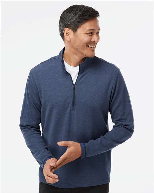 Adidas A554, Men's 3-stripes Quarter-zip Sweater Pullover, Collegiate Navy Melange