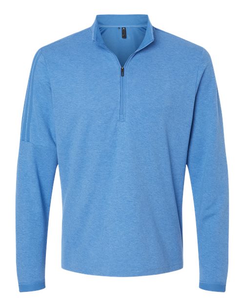 Adidas A554, Men's 3-stripes Quarter-zip Sweater Pullover, Focus Blue Melange