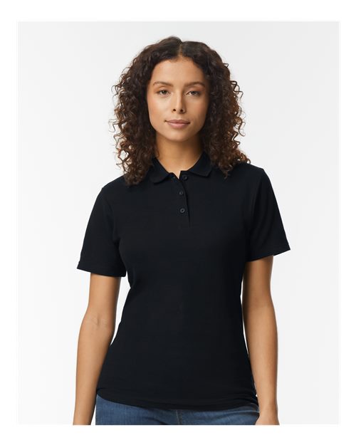 Gildan 64800L, Women's Softstyle Pique Polo, Black