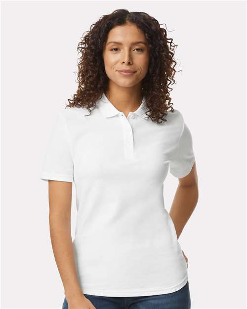 Gildan 64800L, Women's Softstyle Pique Polo, White