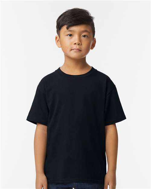 Gildan 65000B, Youth Softstyle Midweight T-shirt, Pitch Black