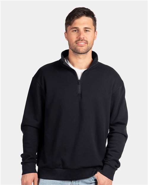 Next Level 9643, Unisex Fleece Quarter-zip Pullover, Black