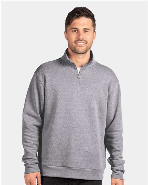 Next Level 9643, Unisex Fleece Quarter-zip Pullover, Heather Grey