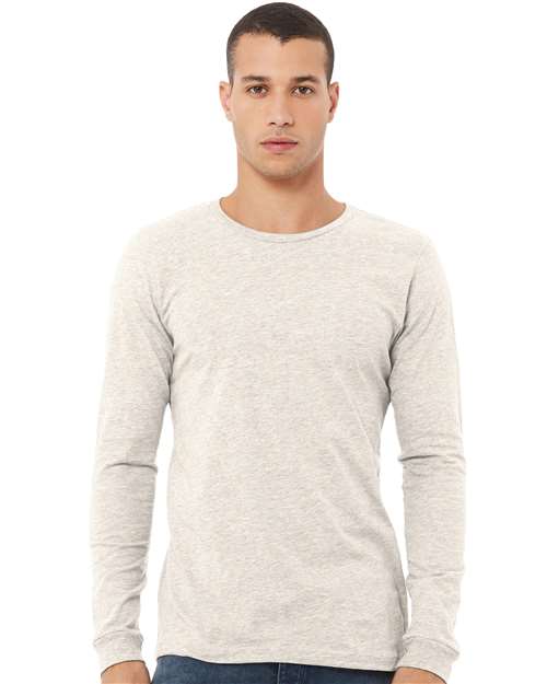 BELLA + CANVAS 3513, Unisex Triblend Long Sleeve Tee, Oatmeal Triblend