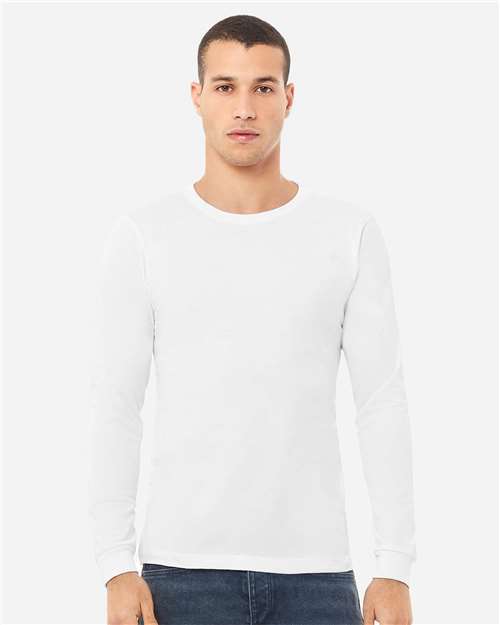 BELLA + CANVAS 3513, Unisex Triblend Long Sleeve Tee, Solid White Triblend