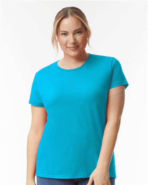 Gildan 880 Women's Softstyle® Lightweight T-Shirt Cotton Cotton-Poly Blend Lightweight Polyester Premium Short Sleeves Side-Seamed Slim Fit T-Shirts Tear-Away Label Tops Womens Womens Tops Woven Shirts