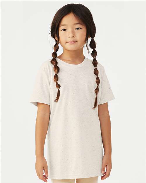 BELLA + CANVAS 3413Y, Youth Triblend Tee, Oatmeal Triblend
