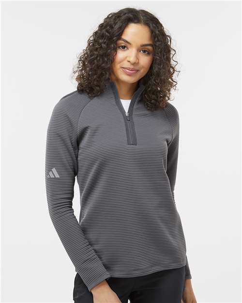 Adidas A589, Women's Spacer Quarter-zip Pullover, Grey Five