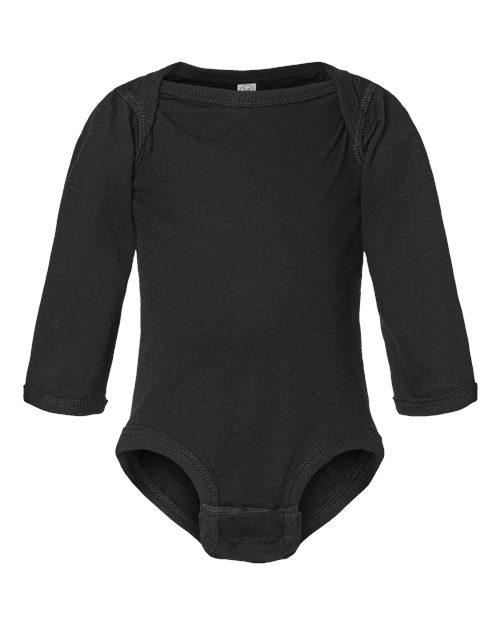 Rabbit Skins 4421, Infant Fine Jersey Long Sleeve Bodysuit, Black