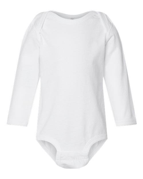 Rabbit Skins 4421, Infant Fine Jersey Long Sleeve Bodysuit, White
