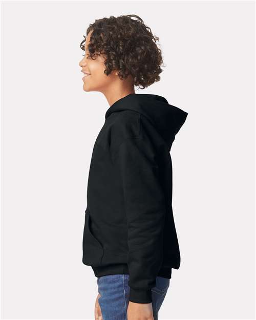 Gildan SF500B, Youth Softstyle Midweight Hooded Sweatshirt, Black