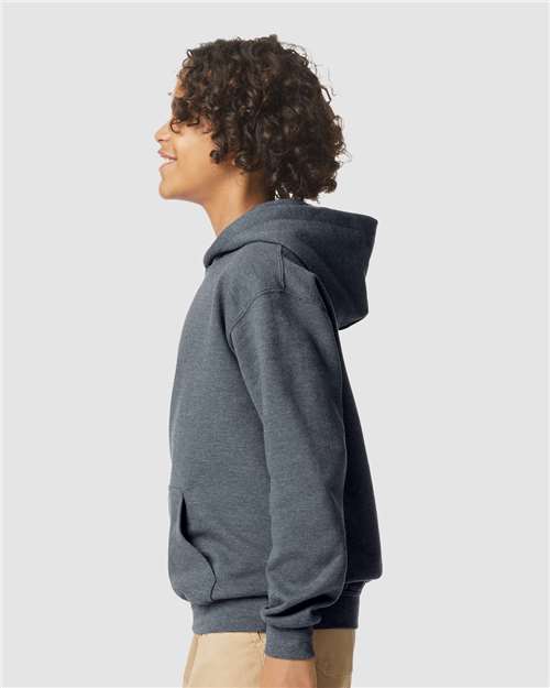 Gildan SF500B, Youth Softstyle Midweight Hooded Sweatshirt, Dark Heather
