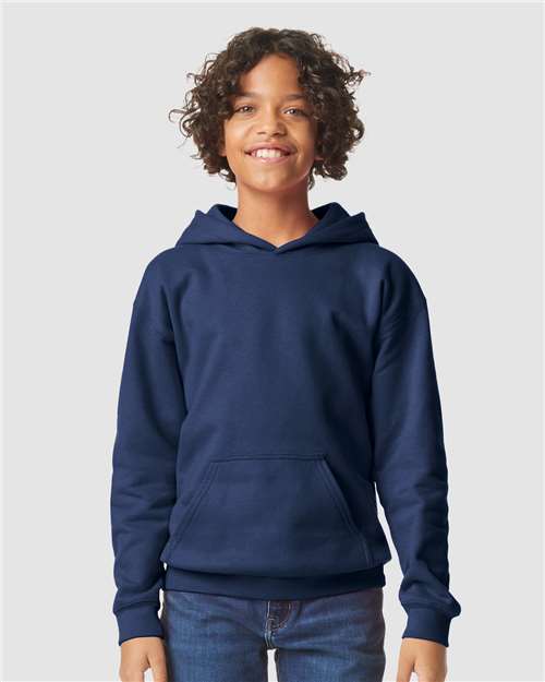 Gildan SF500B, Youth Softstyle Midweight Hooded Sweatshirt, Navy