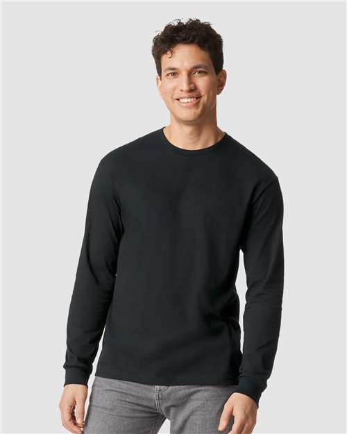 Gildan 64440CVC, Unisex Softstyle Cvc Long Sleeve T-shirt, Pitch Black