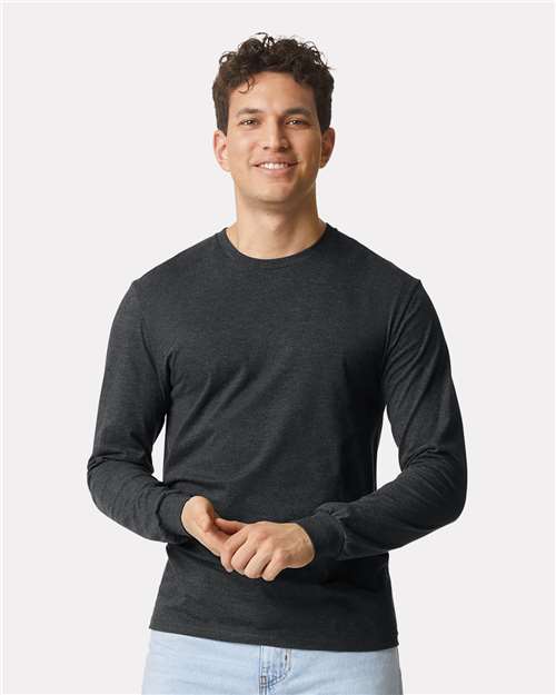 Gildan 64440CVC, Unisex Softstyle Cvc Long Sleeve T-shirt, Pitch Black Mist