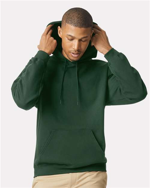Gildan SF500 Unisex Softstyle® Midweight Hooded Sweatshirt Forest Green Cotton Cotton-Poly Blend Fleece Hooded Insulated Jersey Midweight Moisture-Wicking Outerwear Pocket Polyester Regular Fit Spandex Sport / Athletic Super Heavyweight Sweatshirts & Fleece Tear-Away Label Tops Womens Womens Tops