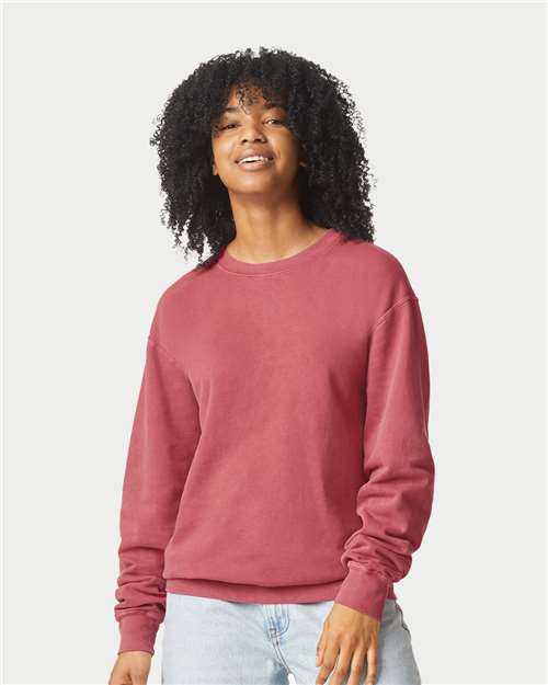 Comfort Colors 1466, Unisex Garment-dyed Lightweight Crewneck Sweatshirt, Crimson