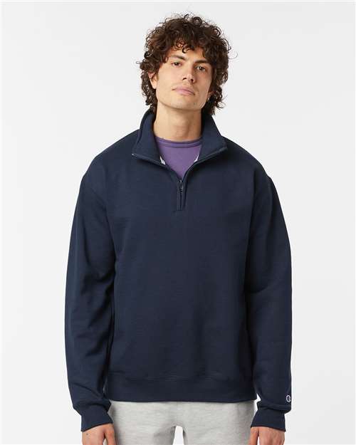 Champion S450, Unisex Powerblend Quarter-zip Pullover, Navy