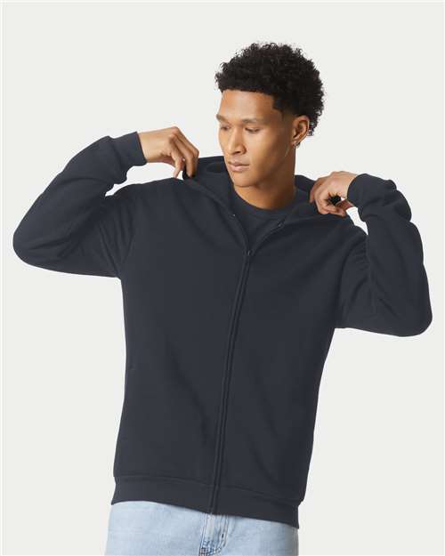 American Apparel RF497, Unisex Reflex Fleece Full-zip Hoodie Sweatshirt, Black