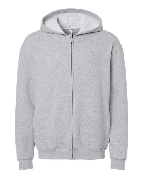 American Apparel RF497, Unisex Reflex Fleece Full-zip Hoodie Sweatshirt, Heather Grey
